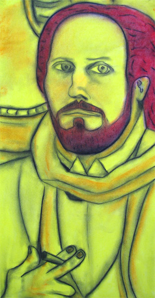 Self portrait smoking (after Beckmann).